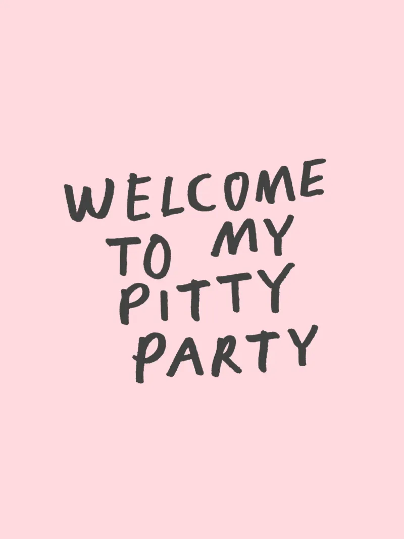 Welcome to My Pitty Party Funny Typography Print in Pink canvas with Floater frame by THE MOTIVATED TYPE