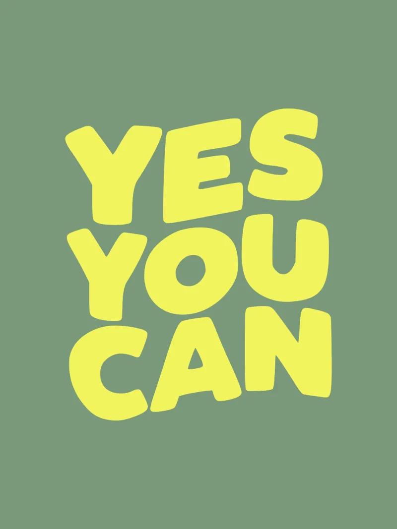 Yes You Can Motivational Typography Print in Yellow Green (imprimé typographique motivant en jaune et vert) hahnemühle de THE MOTIVATED TYPE