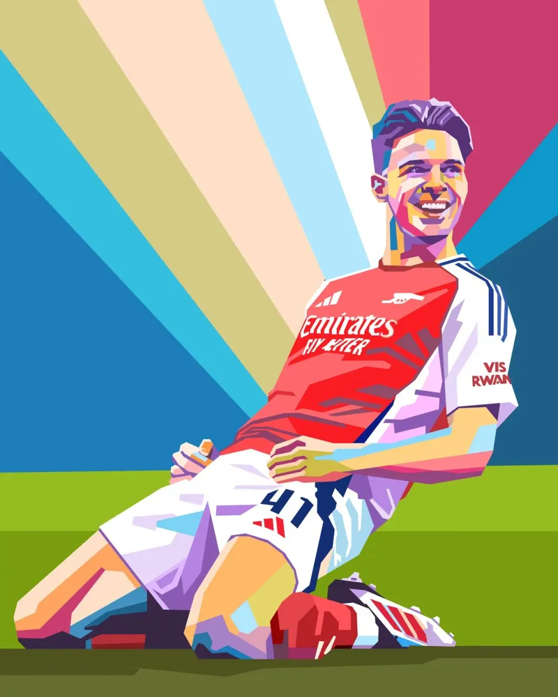 Declan Rice: pop art colorata pellicola backlit da Hantamrata