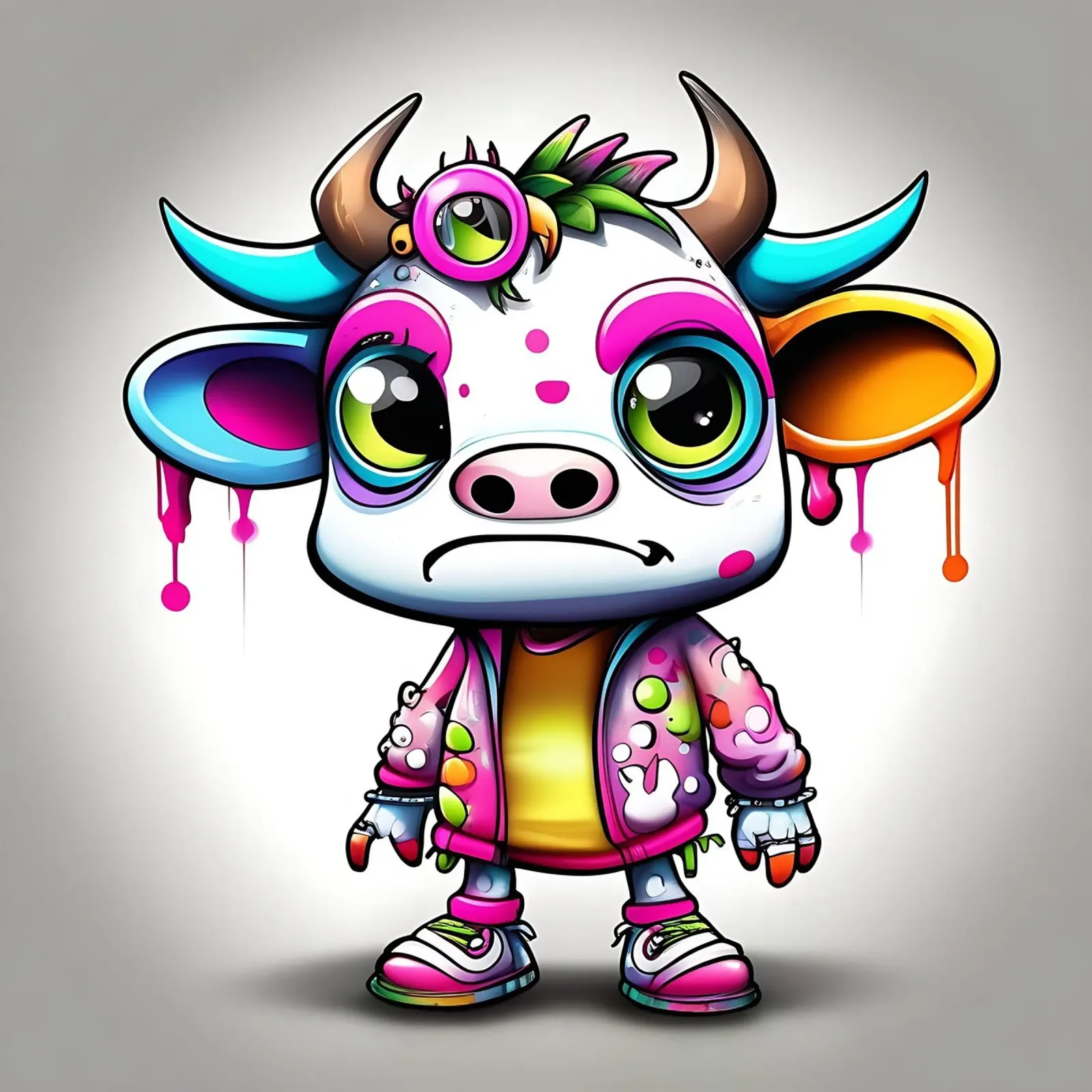 Mucca_stile_K_1 poster con telaio in alluminio da Tierisch bunt by LK