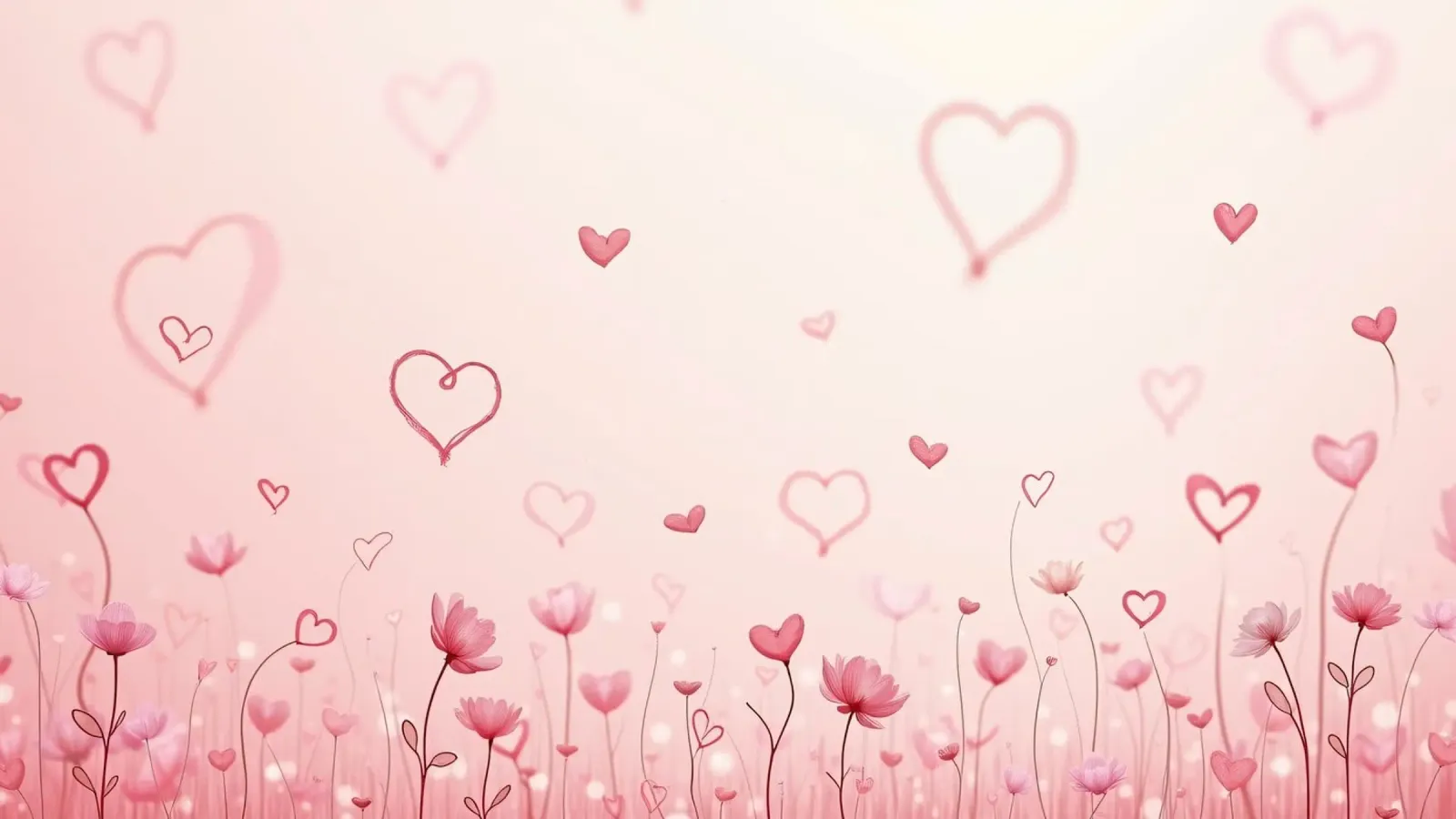 Campo di fiori colorati con forme di cuore che fluttuano sul retro plexiglass da DesignDoodle