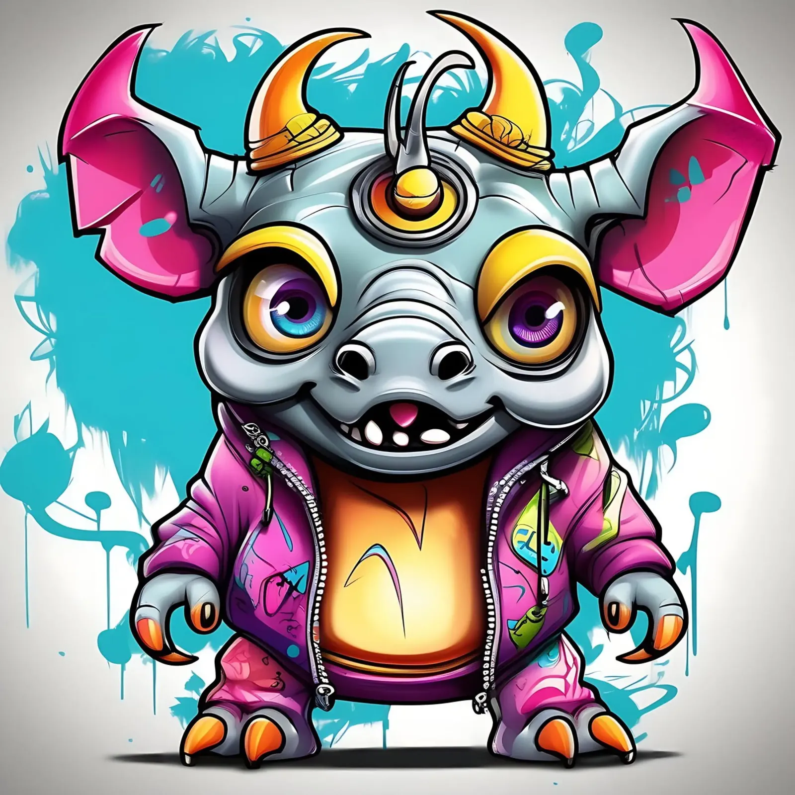 Nashorn_Stil_K_1 poster con telaio in plastica da Tierisch bunt by LK