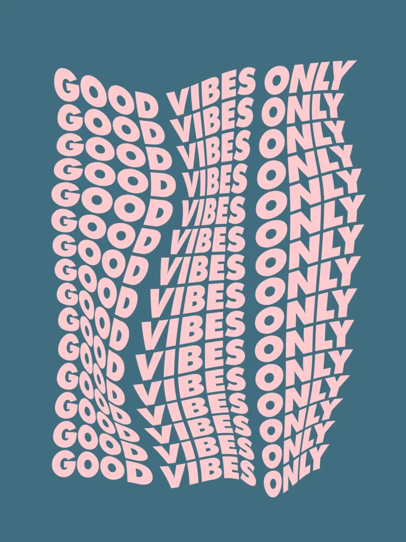Good Vibes Only Cheerful Typography Wall Decor Rosa e Blu pellicola backlit da THE MOTIVATED TYPE