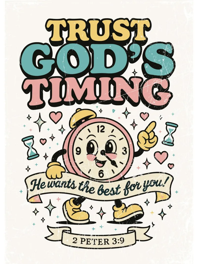 Trust God'S Timing poster con telaio in legno da ramosashop