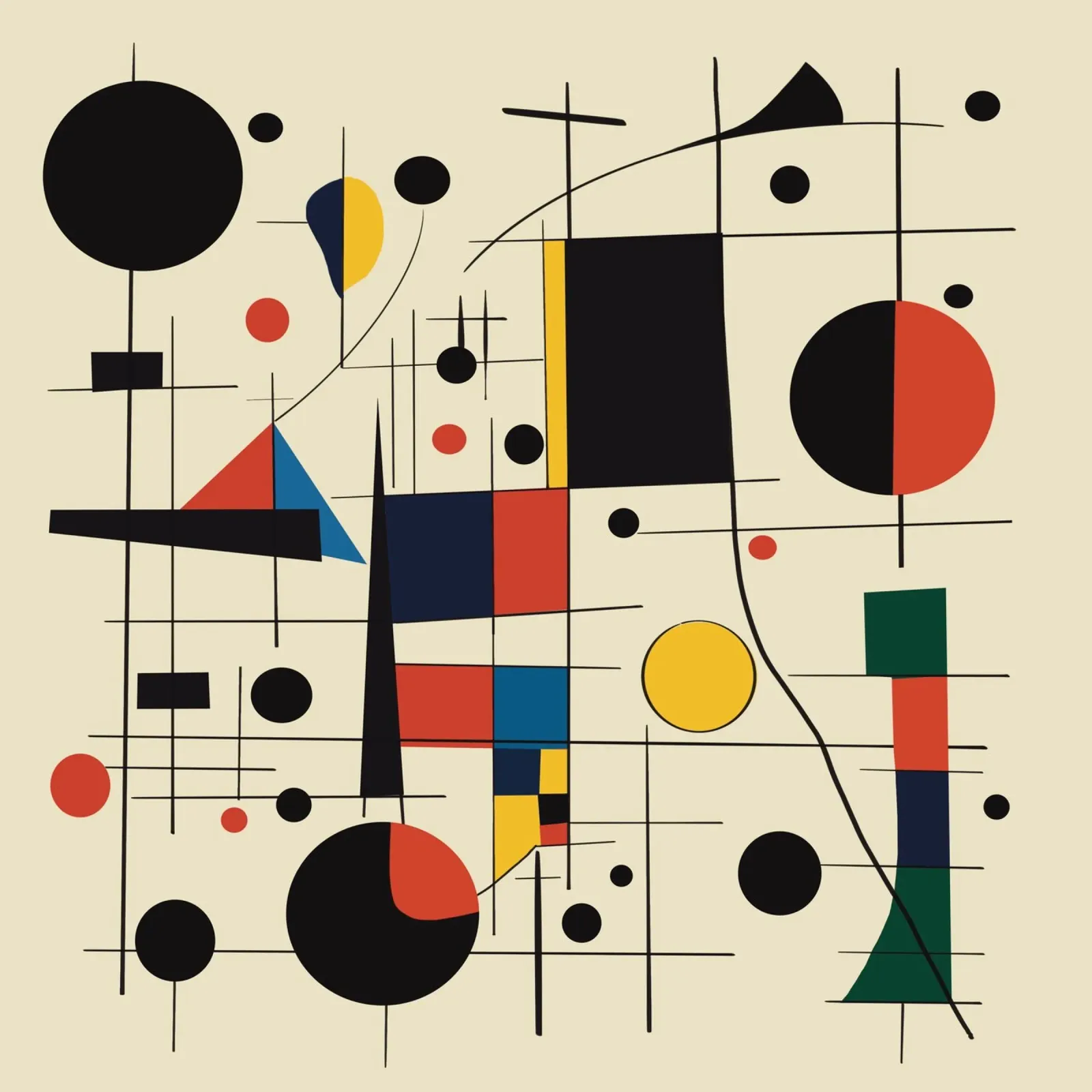 Bauhaus circles and squares 05 canvas by Little Dean