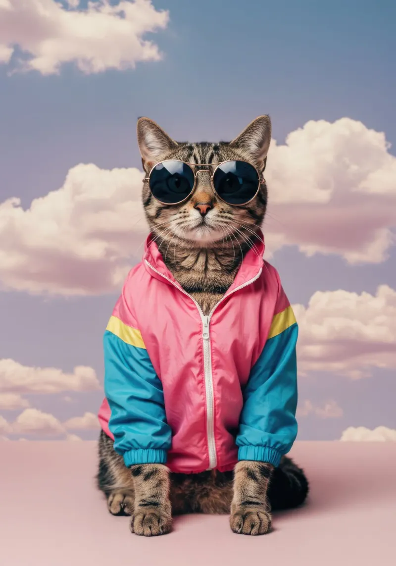 Gatto retrò poster con telaio in alluminio da Pawtrait Studio