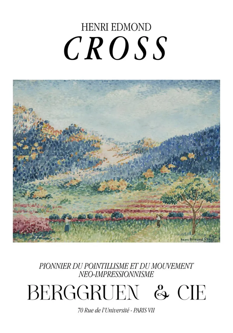 Henri-Edmond Cross Pointillist Landscape Figures canvas with Floater frame by NorwesClub