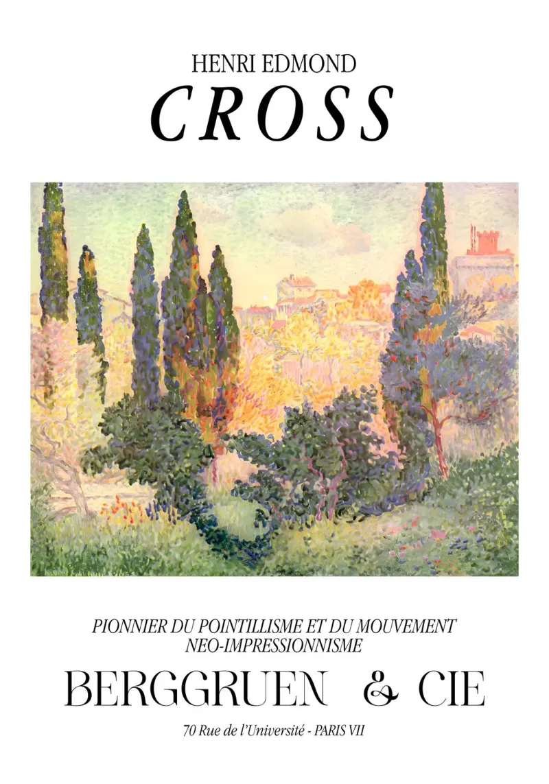 Henri-Edmond Cross Pointillist Cypresses Stampa pellicola backlit da NorwesClub