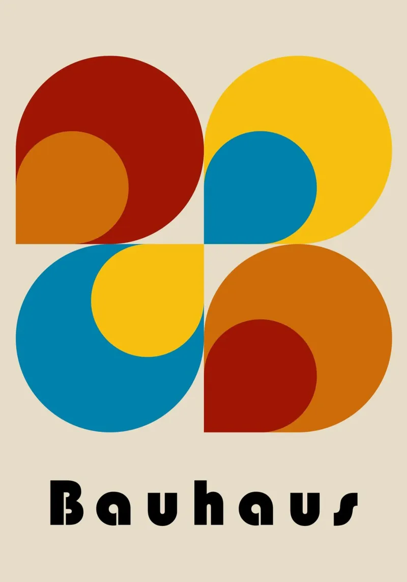 Bauhaus Geometric Abstract Circles Color Print canvas by NorwesClub