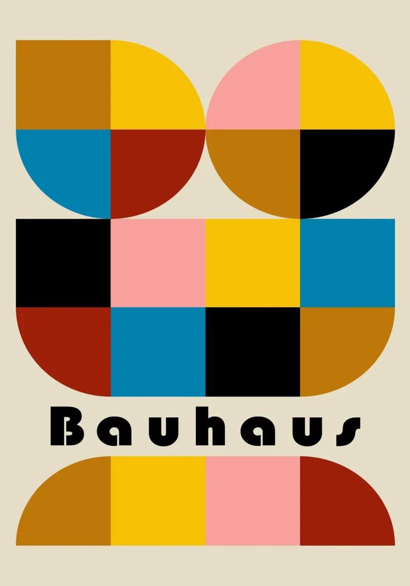 Bauhaus Geometric Abstract Arcs Color Print hahnemühle by NorwesClub
