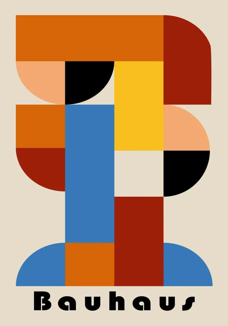 Bauhaus Geometric Abstract Arcs Color Print canvas by NorwesClub
