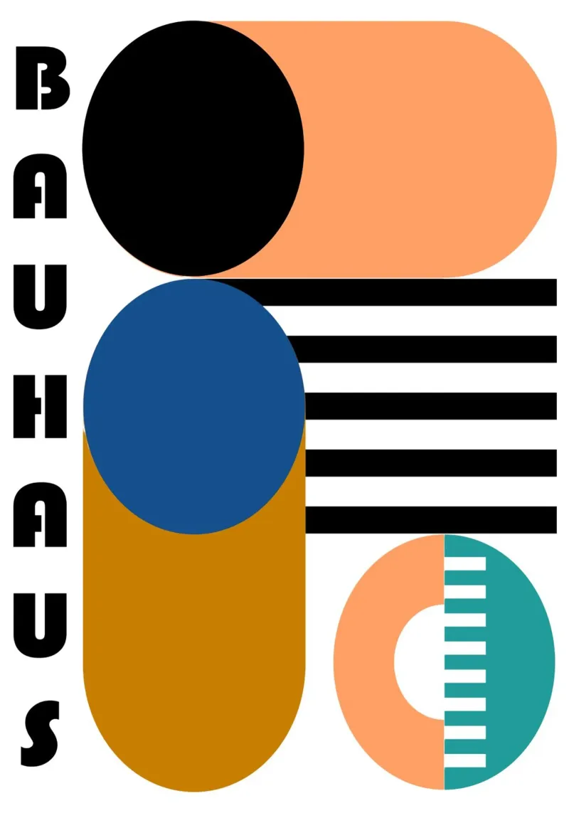 Bauhaus Geometric Abstract Circles Color Print canvas by NorwesClub