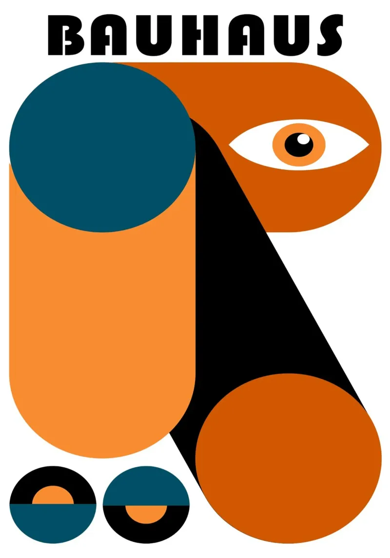 Bauhaus Geometric Abstract Face Color Print metacrilato de NorwesClub
