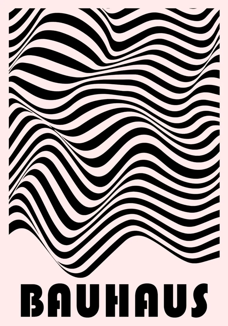 Bauhaus Abstract Wavy Lines Optical Art Print canvas by NorwesClub