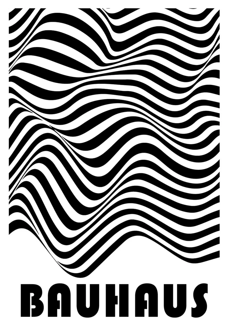 Bauhaus Abstract Wavy Lines Optical Art Print canvas by NorwesClub