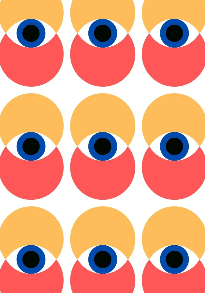 Bauhaus Geometric Eye Pattern Abstract Print canvas by NorwesClub