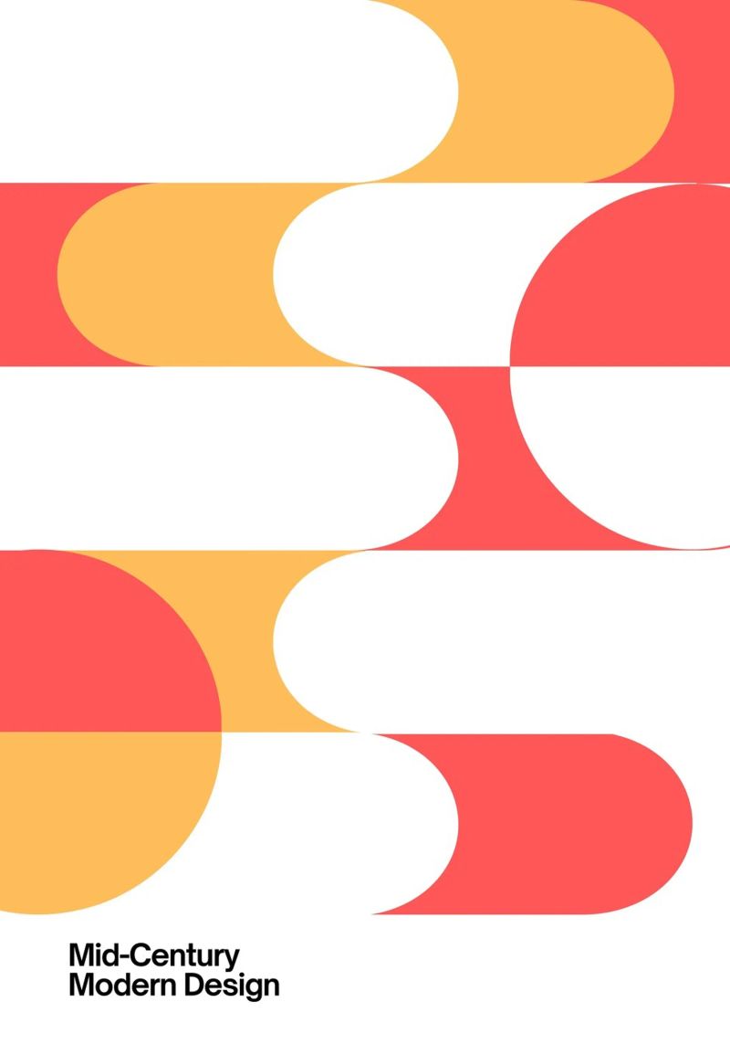 Mid-Century Modern Geometric Curves Abstract Print poster by NorwesClub