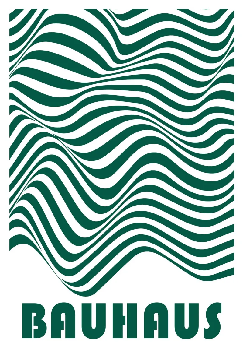 Bauhaus Abstract Wavy Lines Green Art Print Hahnemühle von NorwesClub