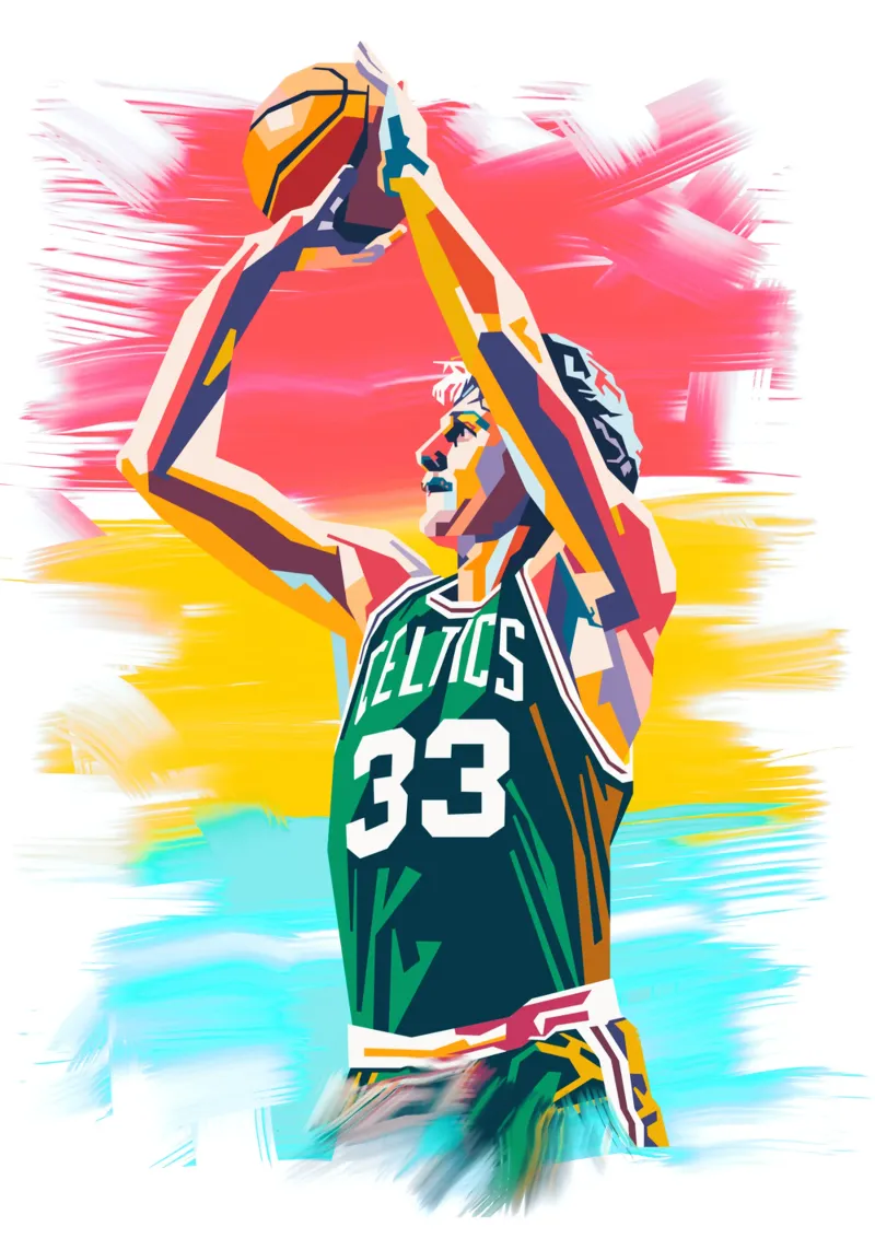 Larry Bird legendarisch basketbal canvas met Baklijst van Hantamrata