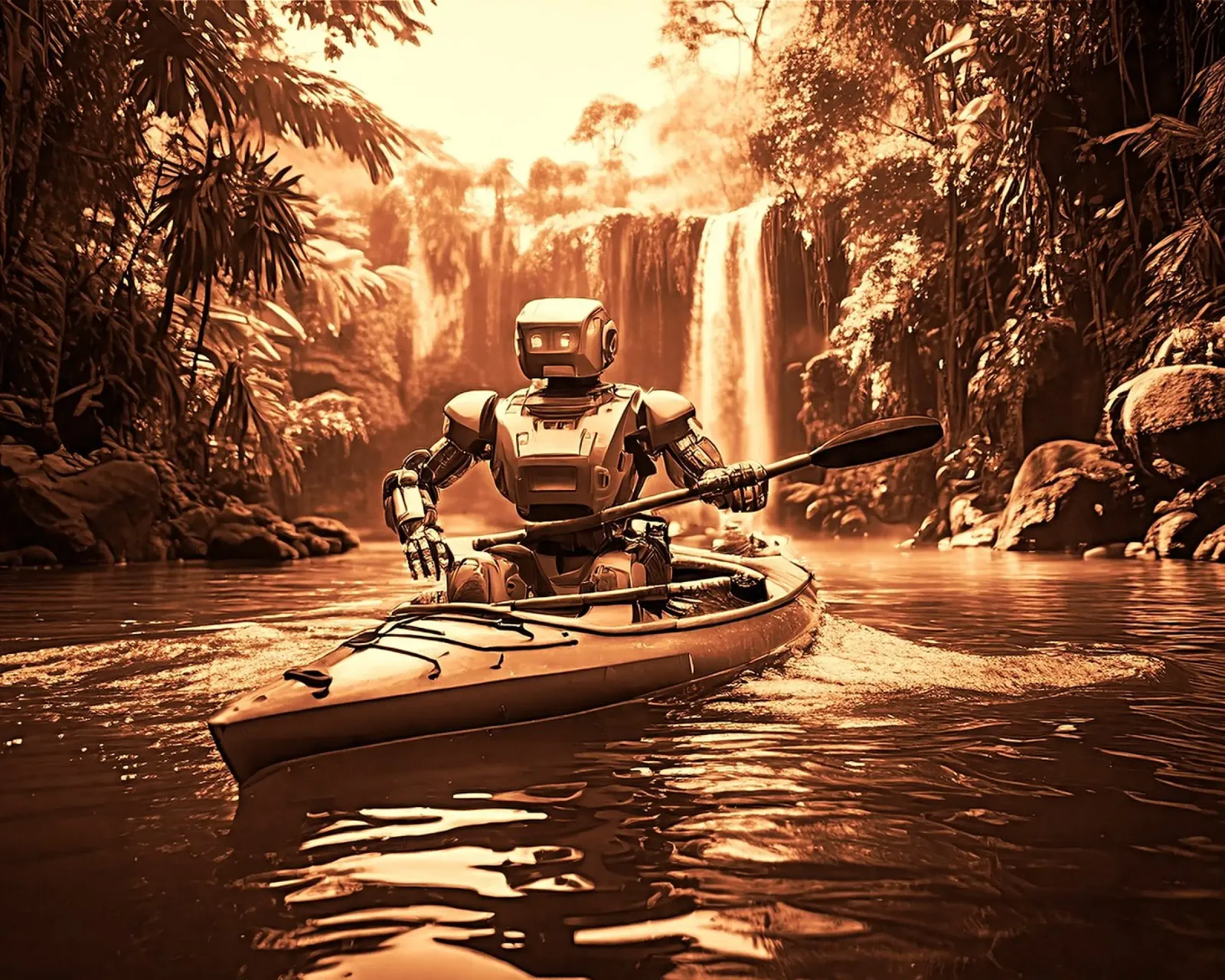 ROBOT EN CANOE. Cuivre. pellicola backlit da Thierry vobmann photography