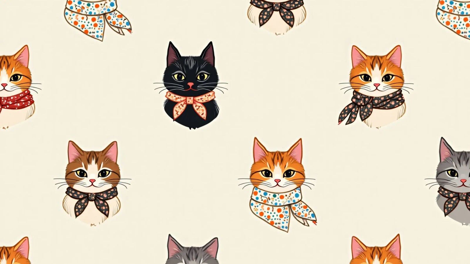 Gatti colorati con sciarpe dal design stravagante pellicola backlit da DesignDoodle