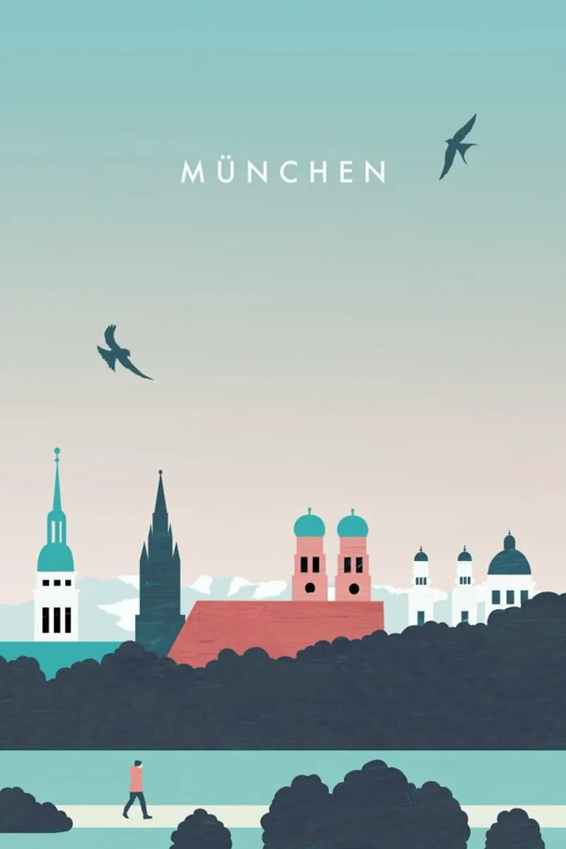 München poster con telaio in legno da Katinka Reinke