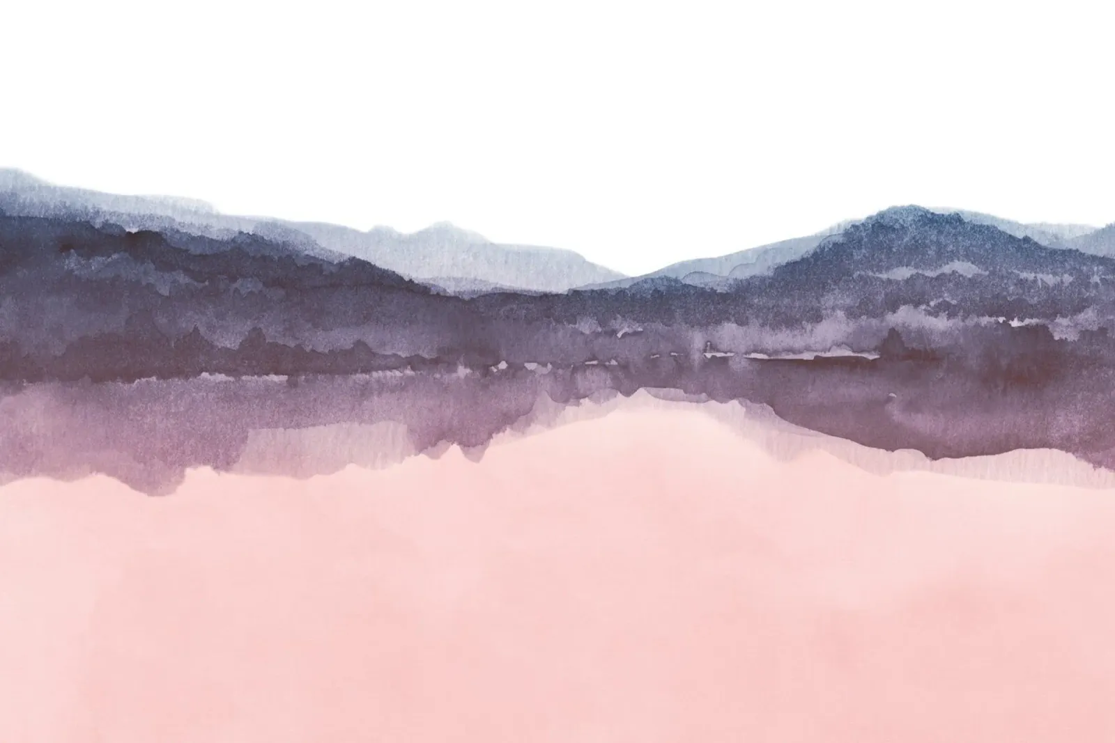 Vue d'un lac en aquarelle rose et indigo poster de NouveauPrints