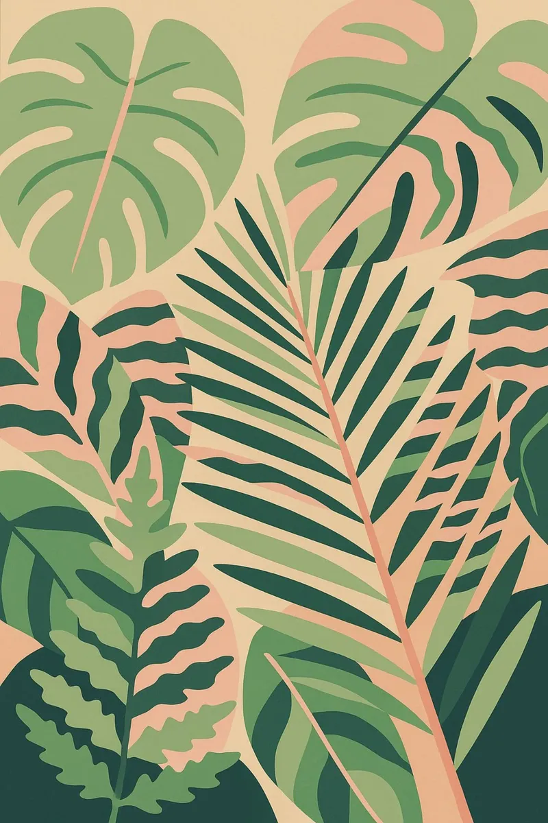 Foglie tropicali II poster con telaio in legno da Aquarevo