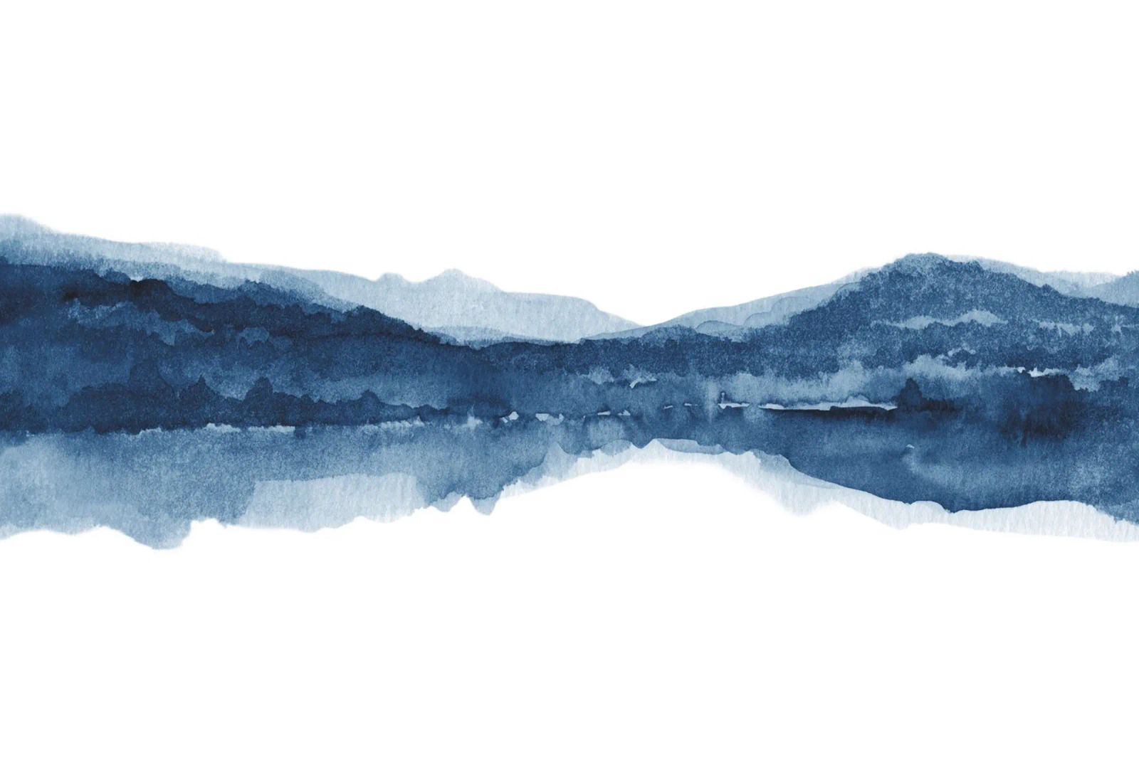 Vue abstraite d'un lac en aquarelle bleu marine toile de NouveauPrints