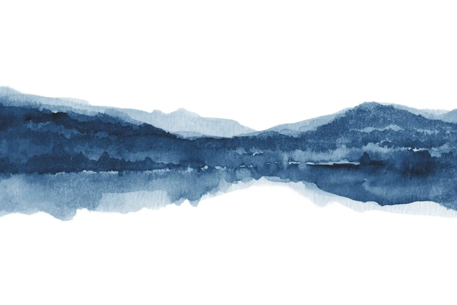 Acquerello astratto blu marino vista lago tela da NouveauPrints
