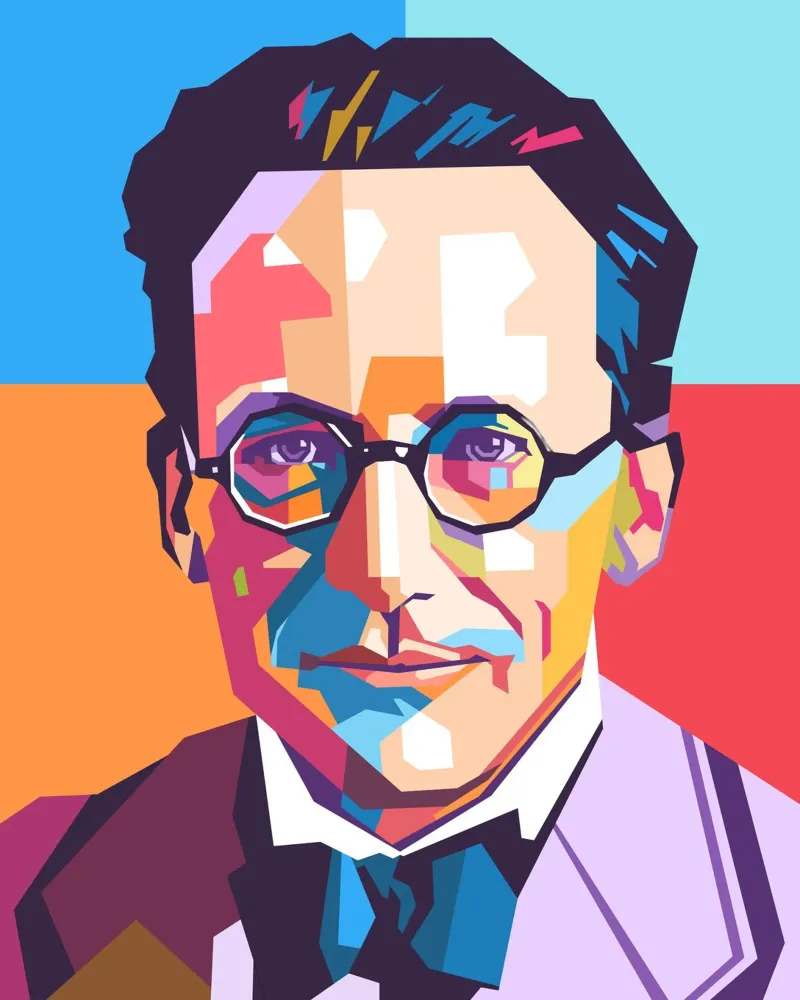 Erwin Schrodinger ritratto pop art alluminio dibond da Hantamrata