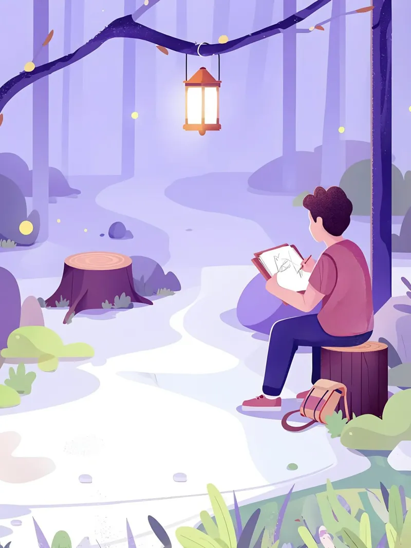 Pittura nella foresta notte Lofi Art poster da LoFi Gallery