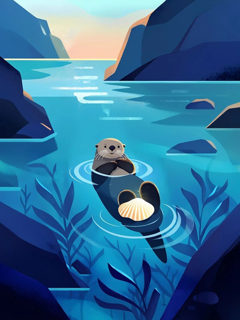 Feeling Like Floating lontra Arte Lofi poster da LoFi Gallery