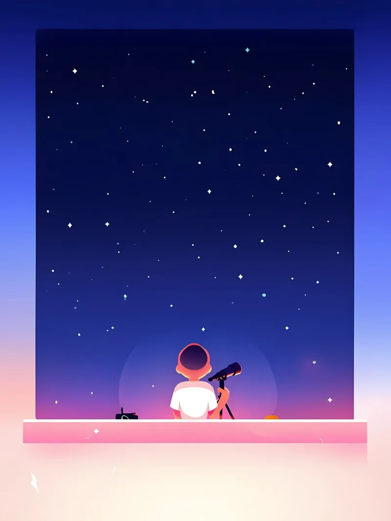 Kind kijkt naar sterren Lofi Art hahnemühle van LoFi Gallery