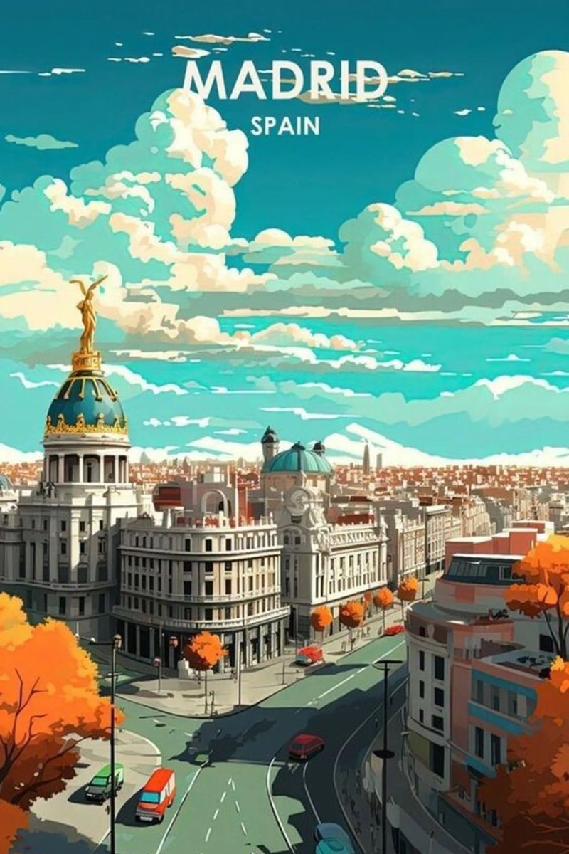 Come on Travel to Madrid poster by youngs print