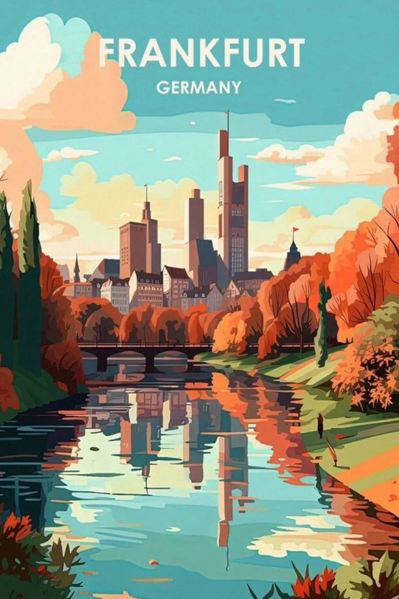 Komm mit auf die Reise nach Frankfrut Leinwand von youngs print