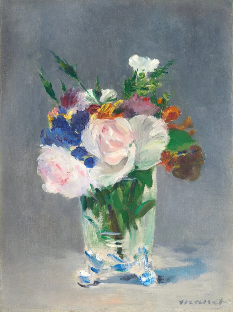 Fiori in un vaso di cristallo (1882 circa) di Édouard Manet pellicola backlit da Venus Art