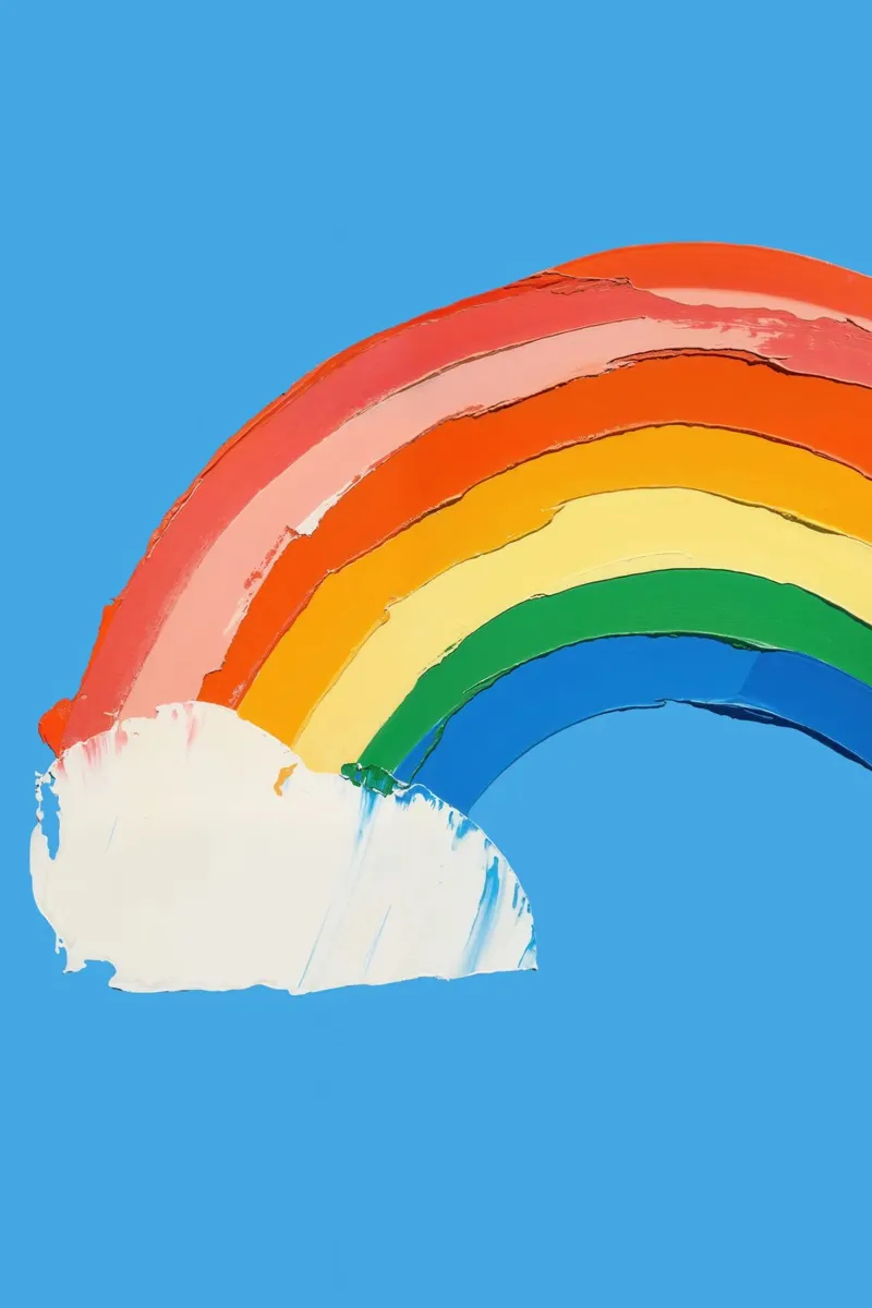 Arcobaleno su cielo blu poster con telaio in plastica da La Collagerie