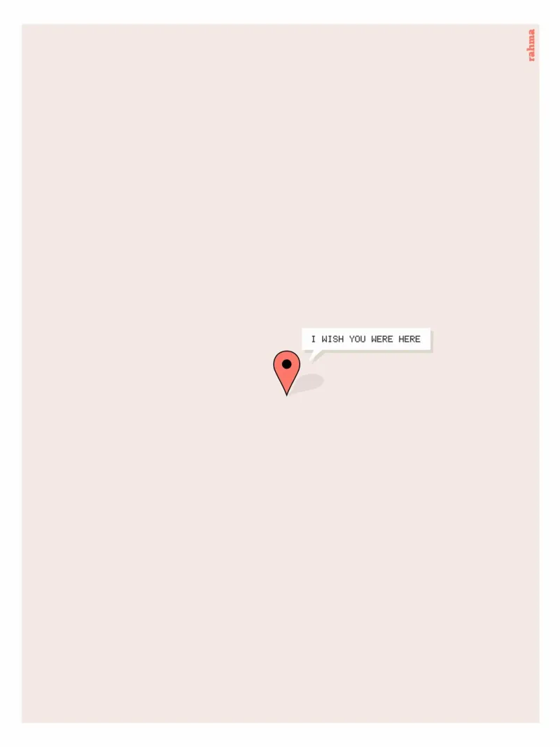 Wish You Were Here poster con telaio in legno da Rahma Projekt
