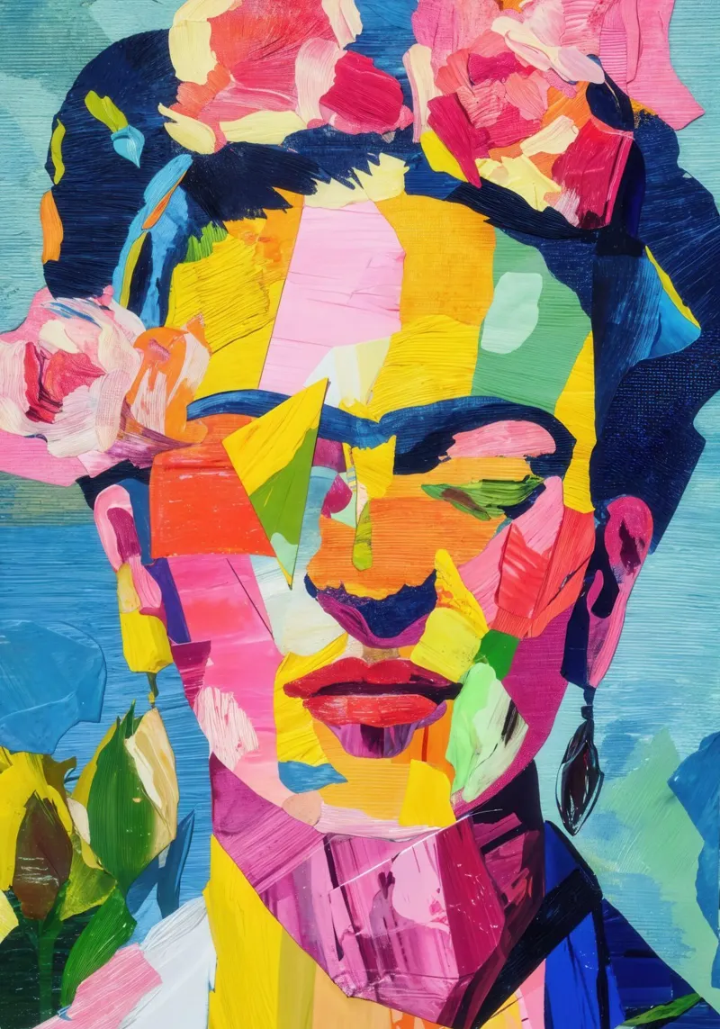 Astratto Frida Kahlo poster con telaio in alluminio da La Collagerie