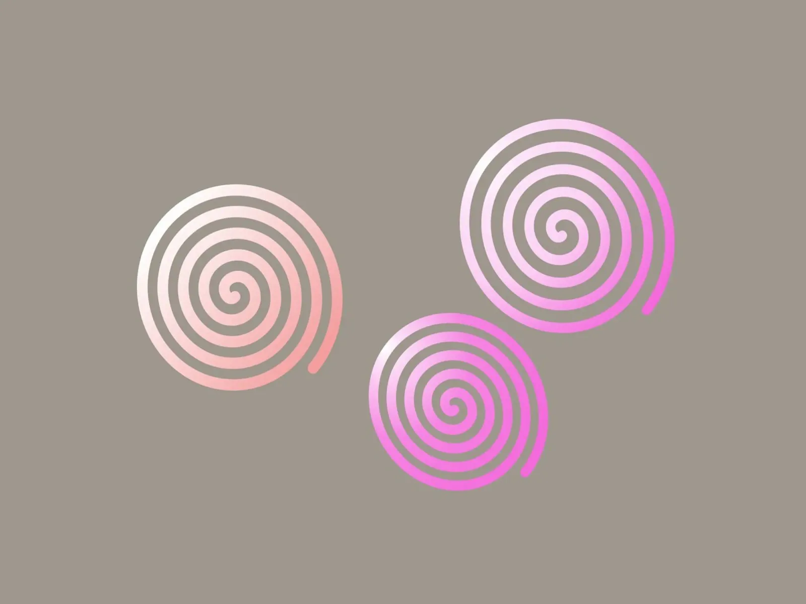 Drei pinke Spiralen auf grauem Hintergrund Alu-Dibond von Something for you