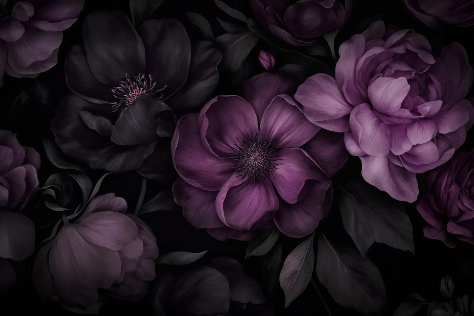 Rosa fucsia malva Opulento Giardino Gotico Grandeur poster con telaio in alluminio da Andrea Haase Floral Passion