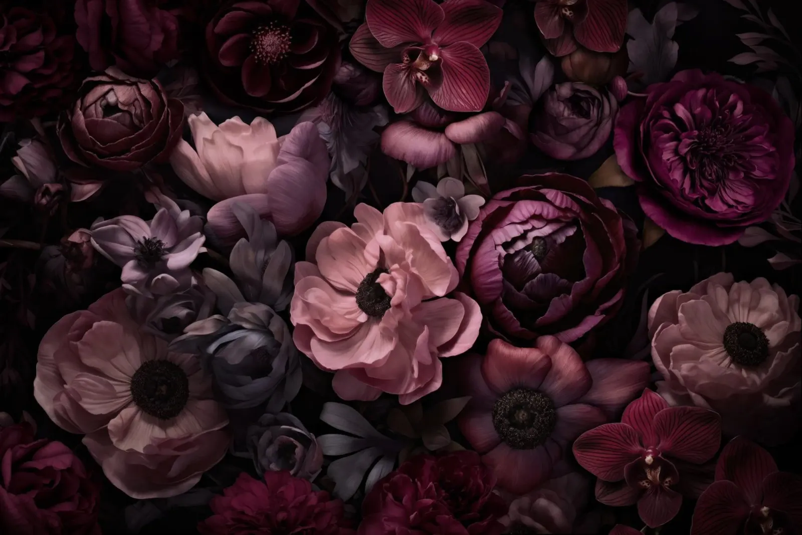 Fiori lussureggianti e lunatici Baroque Grandeur Rosa malva plexiglass da Andrea Haase Floral Passion