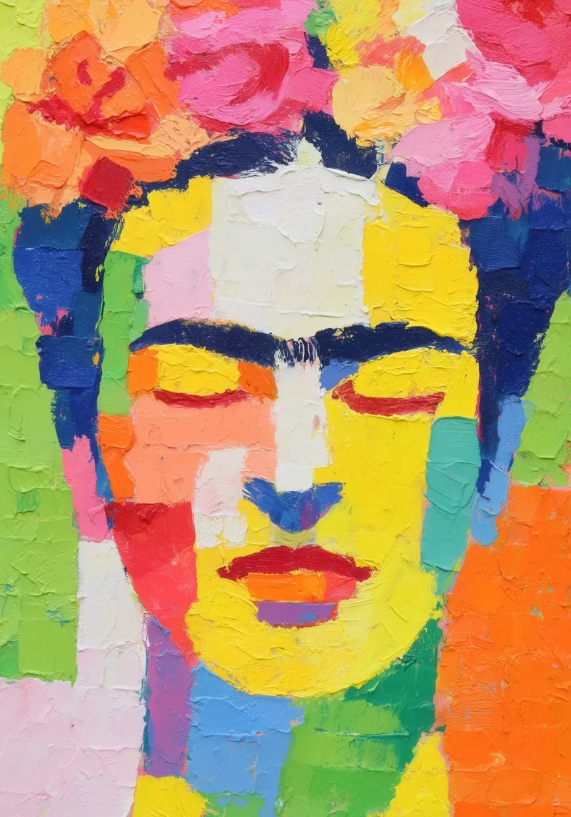 Frida Kahlo geometrica poster con telaio in plastica da La Collagerie