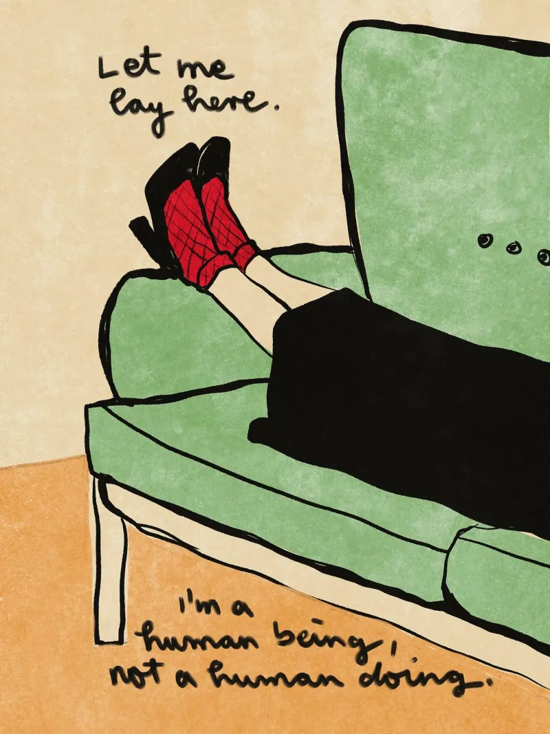 Human Being not a Human Doing tela con Cornice a cassetta da Illustration Raissa Oltmanns