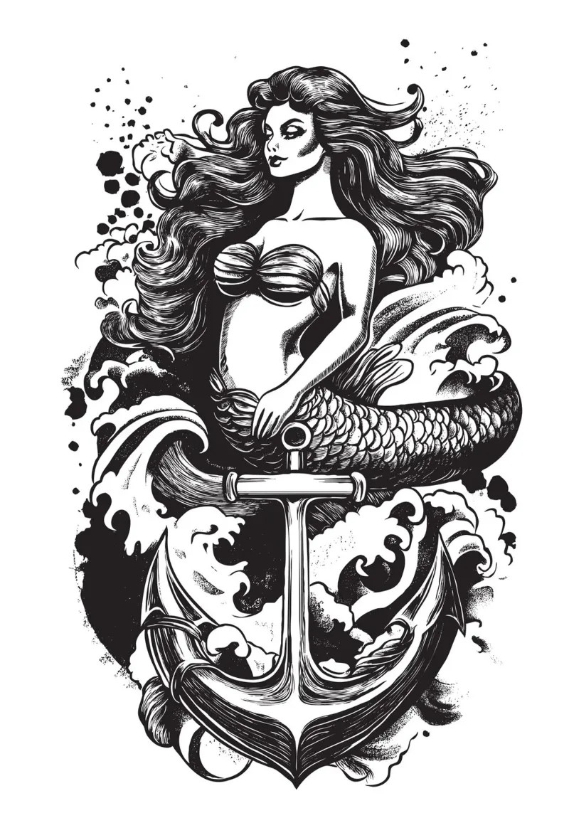 Sirena con ancora pellicola backlit da pixelbull - medieval art and more
