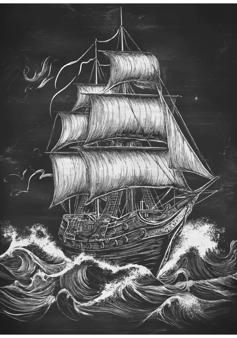 Veliero storico in un mare in tempesta pellicola backlit da pixelbull - medieval art and more