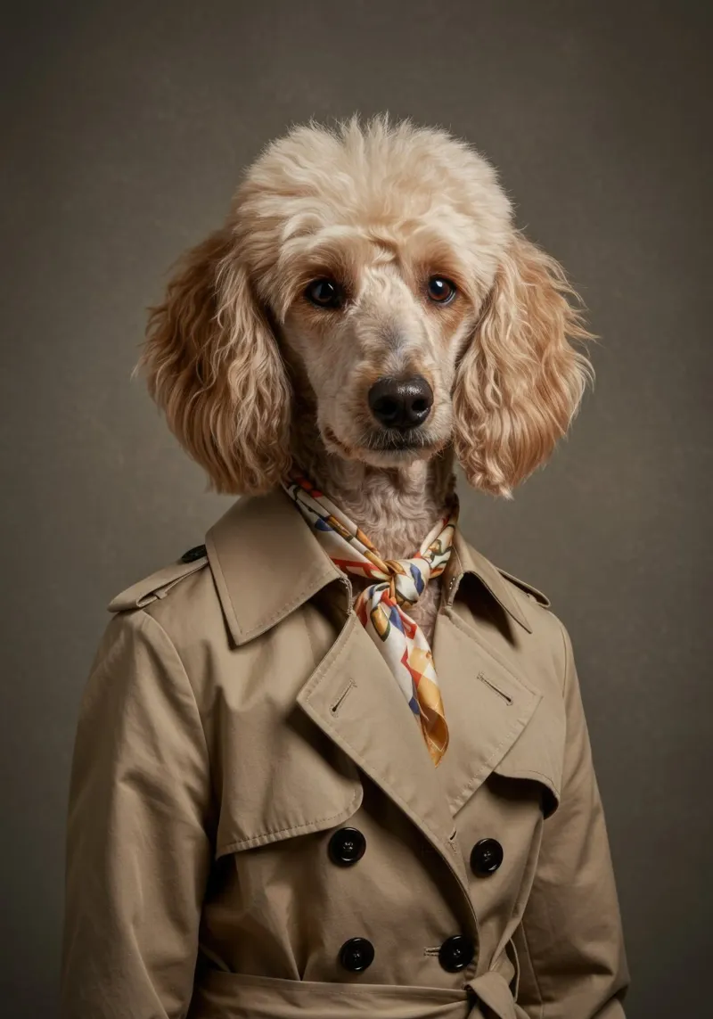 Moda Barboncino poster con telaio in legno da Pawtrait Studio