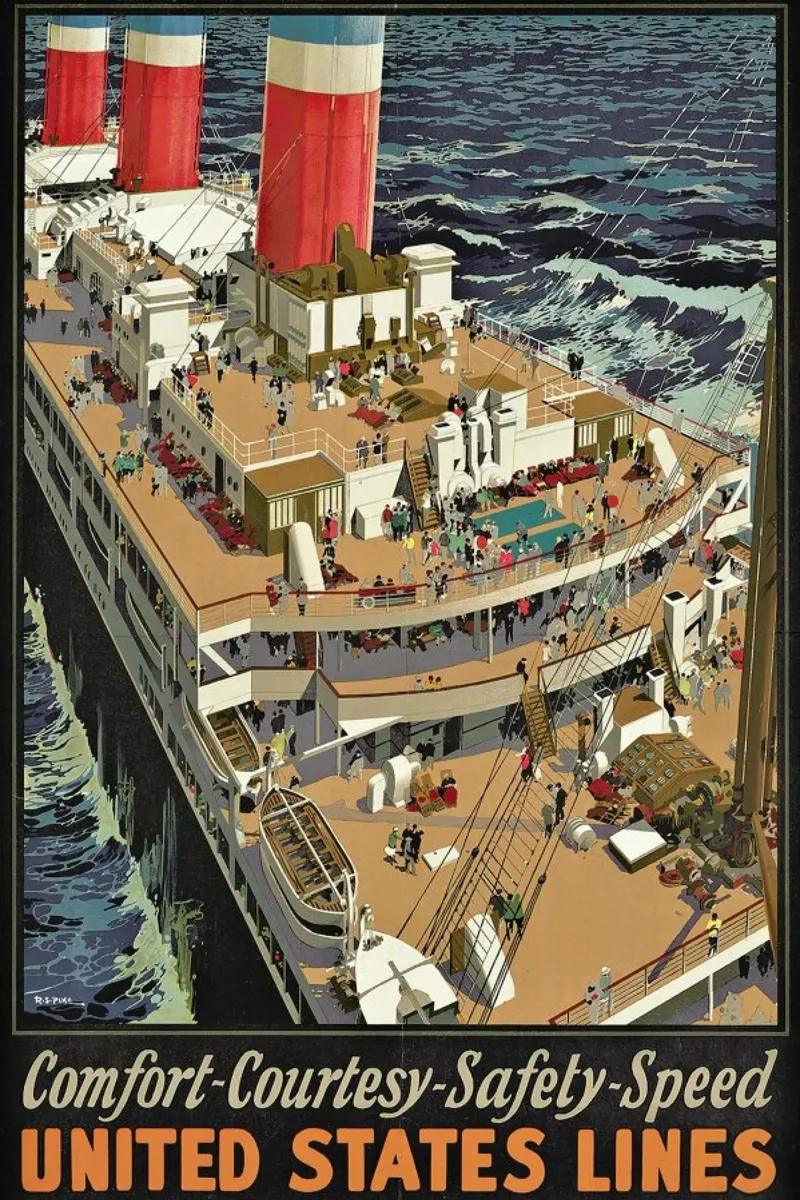 Pike - Poster Advertising United States Lines poster con telaio in plastica da ARTOTHEK