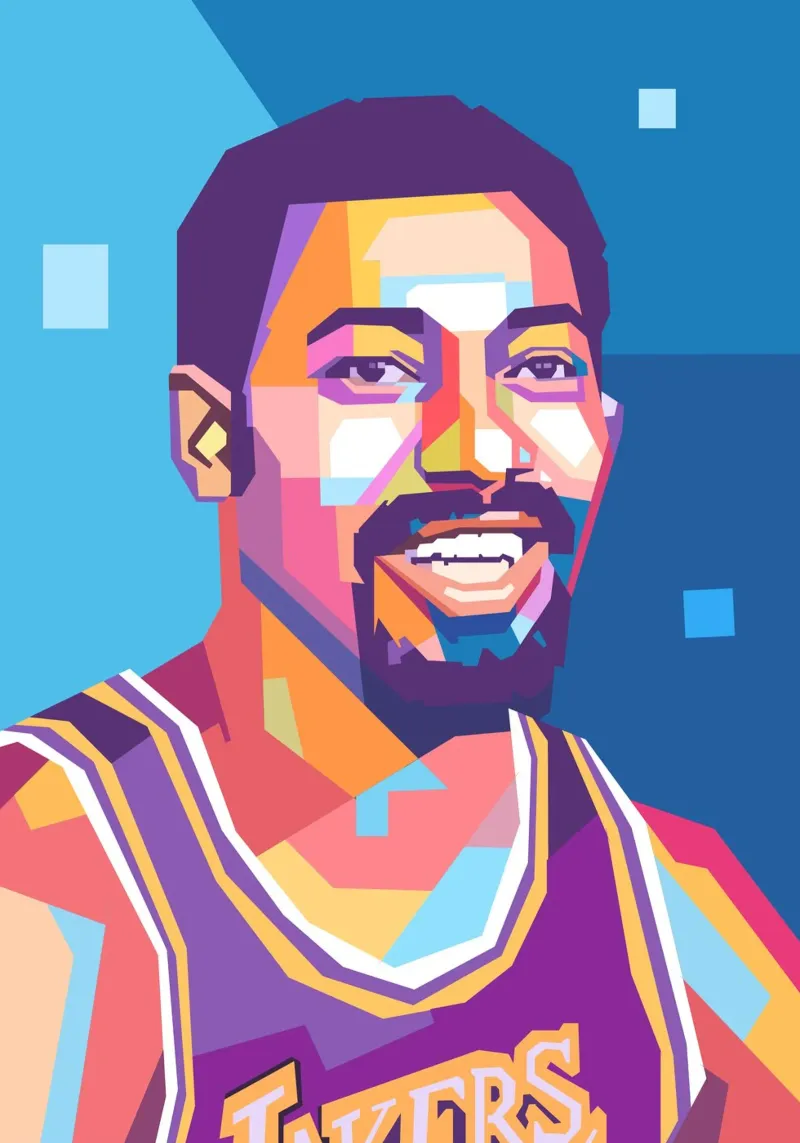 Wilt Chamberlain leggenda del basket poster con telaio in legno da Hantamrata